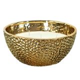 SVEČA HOME DECO DIŠEČA V ZLATI KOVINSKI SKLEDI FI 21 CM