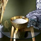 SVEČA HOME DECO DIŠEČA V ZLATI KOVINSKI SKLEDI FI 21 CM