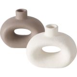 SVEČNIK BOLTZE BEL/BEŽ, KERAMIKA, SORT