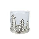 SVEČNIK DECORIS ZA ČAJNE SVEČKE, SREBRN ALU. 15.25X15.25X16.5 CM