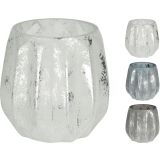 SVEČNIK EH STEKLENI S SREBRNIM EFEKTOM, SORT