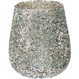 SVEČNIK EH ZA ČAJNO SVEČKO 13.5 CM ZELENO SVETLEČI POSIP