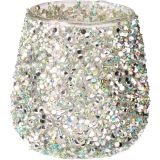 SVEČNIK EH ZA ČAJNO SVEČKO 8 CM ZELENO SVETLEČI POSIP