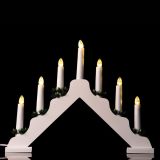 LUČKE MQ SVEČNIK LESEN BELI 7 LED TOPLO BELE 40X5X30 CM