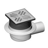 TALNI PVC SIFON LIV HORIZ. DN50, SUHA ZAPORA S PLOŠČO 105X105 MM