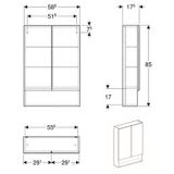 TOALETNA OMARICA GEBERIT SELNOVA SQUARE Z OGLED. OREH - HICKORY 59X85