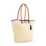 TORBA ZA NA PLAŽO SVILANIT TORBA PLAŽNA SLAMNATA NATUR Z MODRO