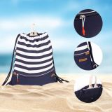 TORBA ZA NA PLAŽO SVILANIT VREČA Z NARAMNICAMI STRIPES MODRO-BELA