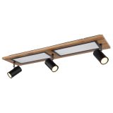 NADGRADNA STROP. SVETILKA ULLA 24W ČRNA / LES WW PRAVOKOTNA