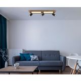 NADGRADNA STROP. SVETILKA ULLA 24W ČRNA / LES WW PRAVOKOTNA