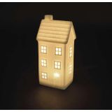 VASICA EMOS LED KERAMIČNA HIŠICA 16CM TOPLO BELA, ČASOVNIK