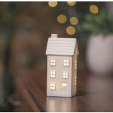 VASICA EMOS LED KERAMIČNA HIŠICA 16CM TOPLO BELA, ČASOVNIK