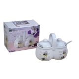 VEČNAMENSKA DOZA ART RIANA DVOJNA POSODA ZA ZAČIMBE SIVKA 200X200 ML