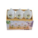 VEČNAMENSKA DOZA ART RIANA SET 3 DOZ ZA ZAČIMBE NA LESENEM STOJALU 3X0.3 L