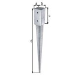 VEZNI ELEMENT ALBERTS KVADRATNI NOSILEC 71X71/750MM VROČI CINK