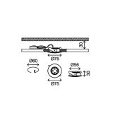 VGRADNA STROPNA SVETILKA PRISMA 1X5W LED, FI=75 MM KROM, OKR., IP44, DIMM