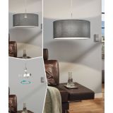 VISEČA SVETILKA-LESTENEC EGLO 31577 PASTERI '530 SIVA TEKSTIL