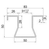 VODILO ZA POMIČNA VRATA 50X50X83X6000 MM TALNI POCINKANI