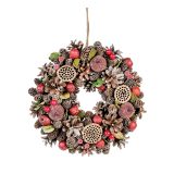 VRATNA DEKORACIJA GLOSSTYLE RDEČI VENEC Z VRVICO PREMERA 24 CM