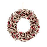 VRATNA DEKORACIJA GLOSSTYLE RDEČI VENEC Z VRVICO PREMERA 33 CM