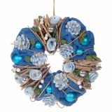 VRATNA DEKORACIJA GLOSSTYLE VRATNI VENEC MODRI FI 26 26X26X7 CM