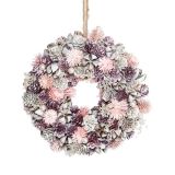 VRATNA DEKORACIJA GLOSSTYLE VRATNI VENEC ROZA NARAVNI 23X23X6.5 CM