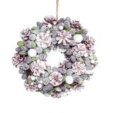 VRATNA DEKORACIJA GLOSSTYLE VRATNI VENEC ROZA NARAVNI 24X24X8 CM