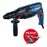 VRTALNO KLADIVO BOSCH GBH 240 F + VEČNAMENSKO ORODJE 'SWISS PEAK' + DODATNI ROČAJ + VPENJALNA GLAVA SDS-PLUS + KOVČEK
