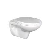 WC ŠKOLJKA, VISEČA INTER CERAMIC BREZ ROBOV Z WC DESKO S POČASNIM ZAPIRANJEM BELA