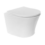 WC ŠKOLJKA, VISEČA INTER CERAMIC BREZ ROBOV Z WC DESKO S POČASNIM ZAPIRANJEM BELA