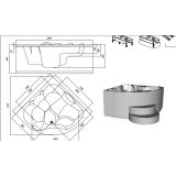 WELLNESS KAD MASAŽNA KOLPA SAN GAIA 160/0 BELA Z OBLOGO ENOROČ. ARM.+ TUŠ ROČKO