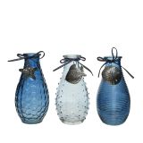 STEKLENA VAZA DECORIS Z DEKORACIJO 7X14 CM PROZORNA, SV.MODRA, MODRA