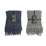 DEKORATIVNA ODEJA Z RESICAMI, MODRA/SIVA, SORT