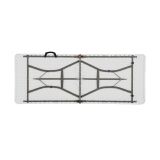 ZLOŽLJIVA MIZA 183X76X74CM, VRHUNSKA DELA HDPE BEL-GRANIT, SIVO JEKLENO OKVIRJE