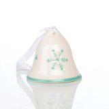 OKRASEK ZA JELKO GLOSSTYLE ZVONEC KERAMIČNI 5 CM BEŽ Z ZELENIM DEKORJEM