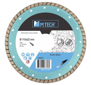 DIAMANTNA REZALNA PLOŠČA MTECH 115X22X7 MM GRANIT BETON S.OPEKA CEVI DIAMANTNA REZALNA PLOŠČA MTECH 115X22X7 MM GRANIT BETON S.OPEKA CEVI
