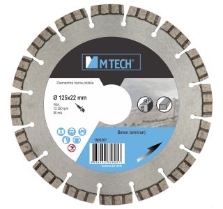 DIAMANTNA REZALNA PLOŠČA MTECH 125X22X10 MM ARMIRAN BETON, GRANIT