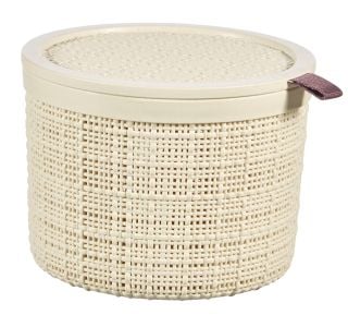 KOŠEK OKROGEL S POKROVOM - JUTA, 2L 17X13 CM, BEL KOŠEK OKROGEL S POKROVOM - JUTA, 2L 17X13 CM, BEL