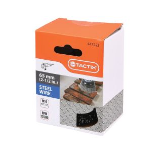 SKODELASTA ŽIČNA ŠČETKA TACTIX 65MM NAVOJ M14 FE 0.30MM VALOVITA ŽICA SKODELASTA ŽIČNA ŠČETKA TACTIX 65MM NAVOJ M14 FE 0.30MM VALOVITA ŽICA