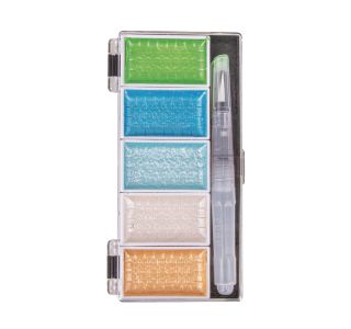 AKVAREL METALLIC, BLUE-GREEN, 5 BARV 25X45MM, +H2O ČOPIČ