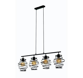 VISEČA SVETILKA BLACK STEEL 4XE27, SPIRAL VISEČA SVETILKA BLACK STEEL 4XE27, SPIRAL