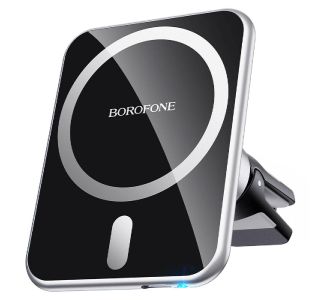 BOROFONE AVTONOSILEC BH43 (FAST CHARGE) 15W Z MAGSAFE TEHNOLOGIJO BREZŽIČNEGA POLNJENJA - SREBRN