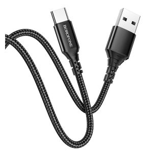 BOROFONE PODATKOVNI KABEL BX54 (FAST CHARGE) 3A VHOD TYPE-C NA USB-A 1M, ČRN