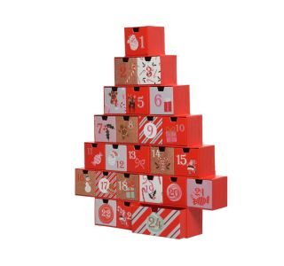 DEKORACIJA DECORIS ADVENTNI KOLEDAR BOŽIČEK RDEČE BARVE