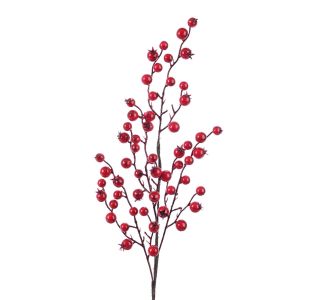 DEKORACIJA DECORIS VEJICA RJAVA 15X3X60 CM Z RDEČIMI JAGODAMI