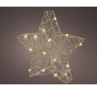 DEKORACIJA DECORIS ZVEZDA 5X30X30 CM ZLATA Z LED LUČKAMI 30 L