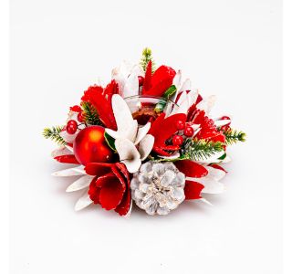 DEKORACIJA GLOSSTYLE BELE, RDEČE, ZELENE BARVE 1 KOZARČEK, 18X18 CM