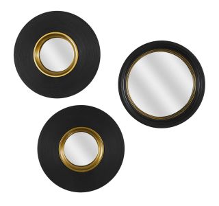 DODATEK HOME DECO OKROGLA OGLEDALA 3/1 ČRNI OKVIRJI S POZLATO