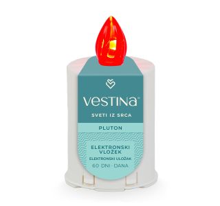 ELEKTRONSKI VLOŽEK ZA NAGROBNO SVEČO VESTINA PLUTON PLAMEN Z BATERIJO, ČAS GORENJA 60 DNI