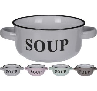 GLOBOKI KROŽNIK EH 490 ML ZA JUHO Z ROČAJI SORT BARV